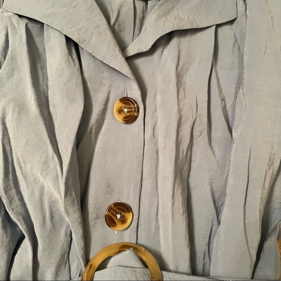 NWT Zara blue short sleeve buttoned up jumpsuit with a tie - Picture 12 of 15